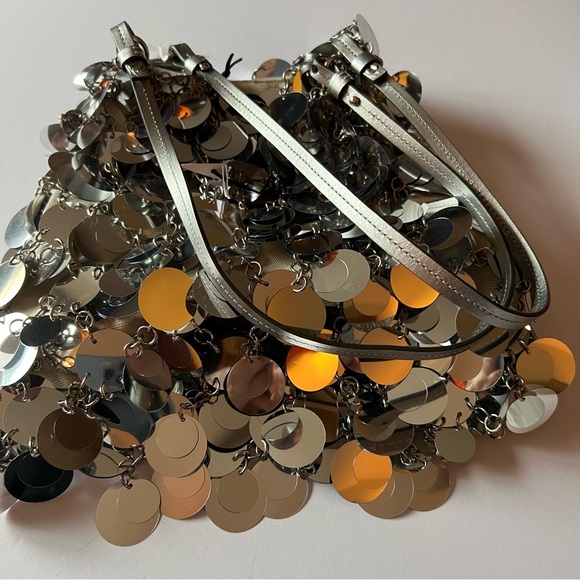 RABANNE BY PACO RABANNE SPARKLE SILVER DISC BAG NEW - Picture 7 of 15